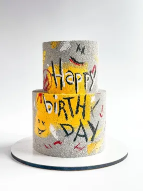 Торт в стиле граффити Happy Birthday